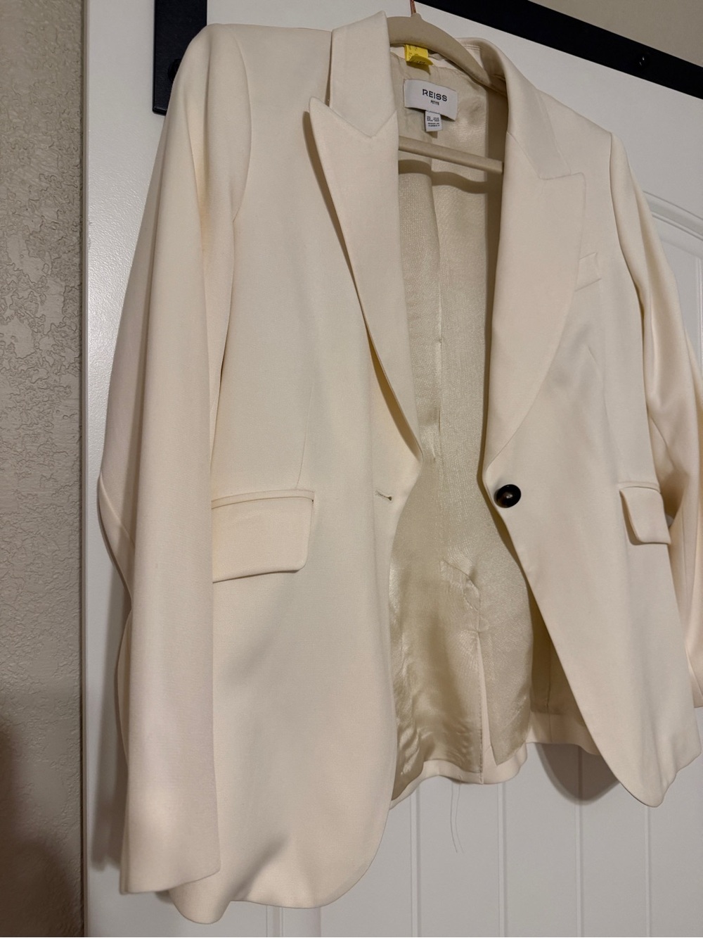 Reiss Millie Petite Single-Breasted Tailored Blazer Cream US 10P NWT Condition - Picture 3 of 6